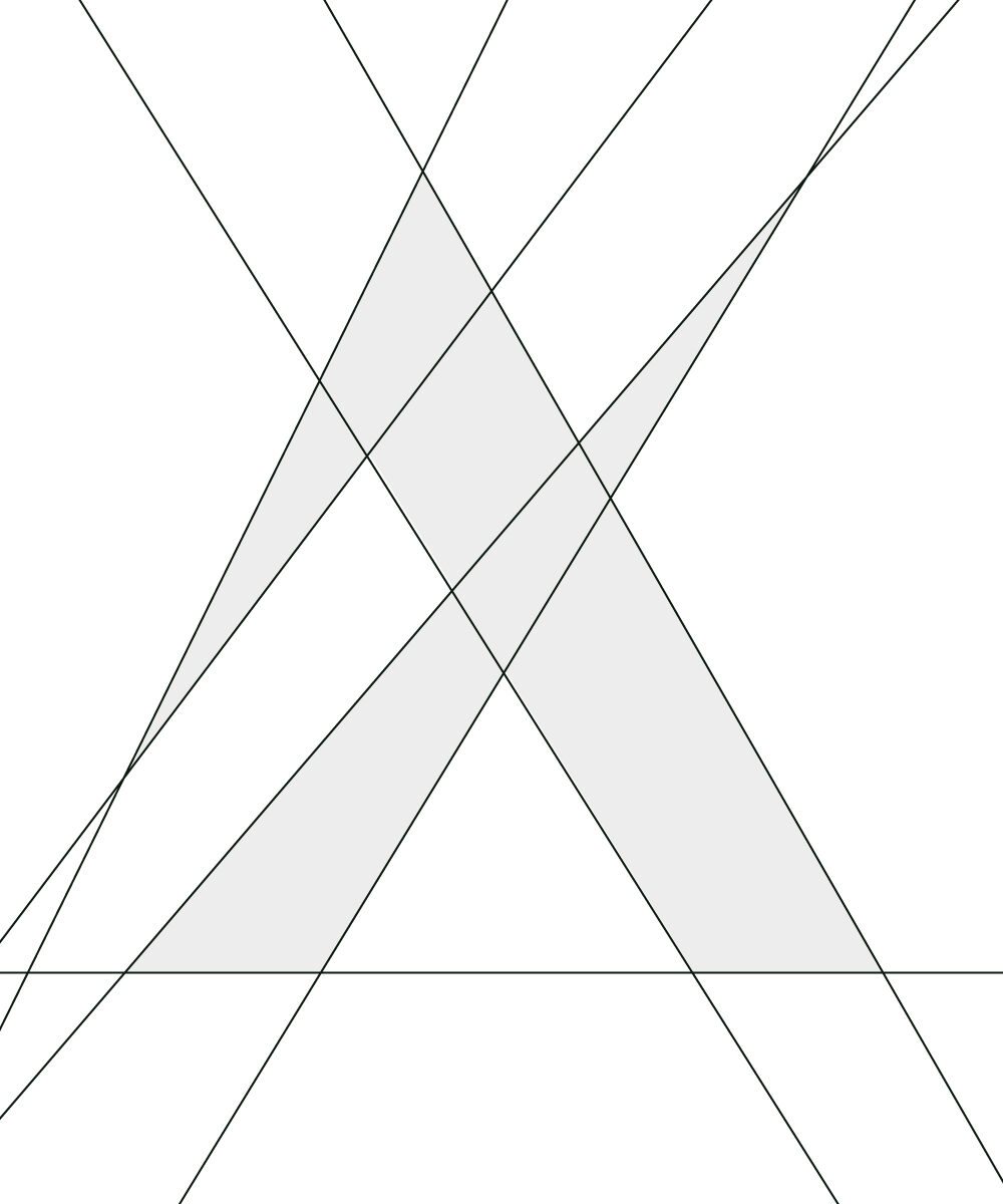 Construction lines of the Axis mark: a triangle for the A and a sliver for the X