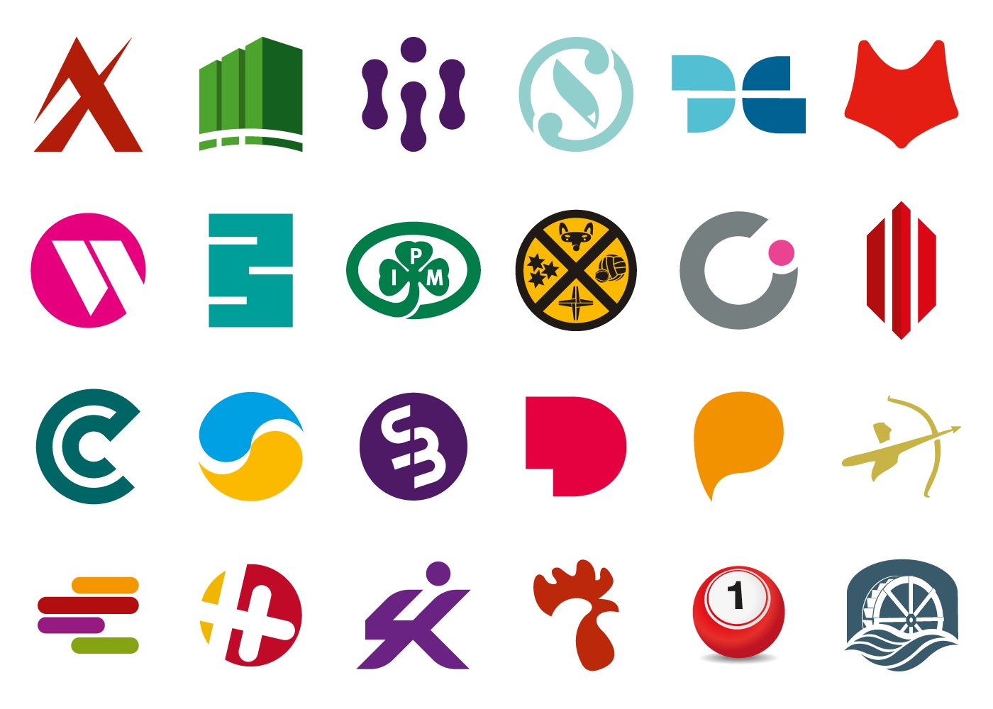 Grid of 24 logo marks designed by Barry O'Connor, including John O'Sullivan, Foxstone, Sean Kennedy and IntelliOps