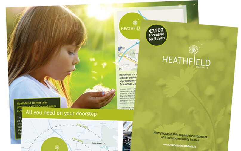 Heathfield brochure cover and inside pages with a local area map